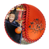 Personalized Orange Happy Halloween Spider Web Photo Baseballs