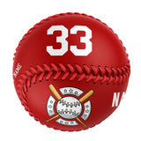 Personalized Red Name Number Leather Varsity Team Authentic Baseballs