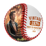 Personalized Dad Grandpa Birthday Name Time Photo White Baseballs