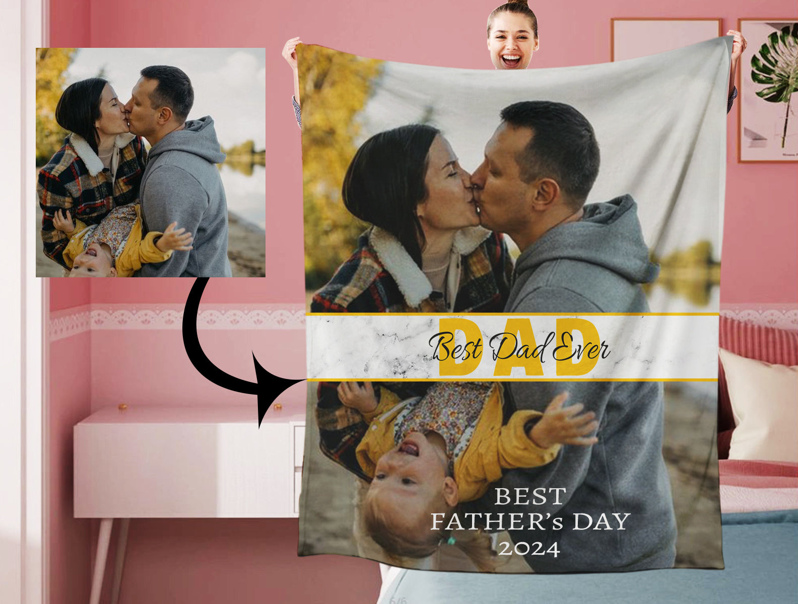 Personalized Best Father's Day Photo Blanket