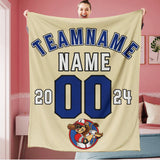 Personalized Sand Navy White Baseball Team Date Logo Sports Blanket