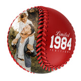 Personalized Dad Name Age Photo Red Baseballs