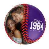 Personalized Anniversary Name Time Photo Purple Baseballs