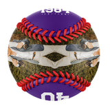 Personalized Dad Name Age Photo Purple Baseballs