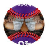 Personalized Anniversary Name Time Photo Purple Baseballs
