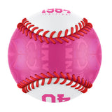Personalized Game Name Time Logo Pink White Baseballs