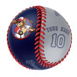 Personalized Navy Gray Half Leather Gray Authentic Baseballs