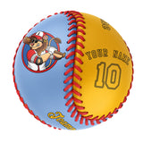 Personalized Blue Gold Half Leather Gold Authentic Baseballs