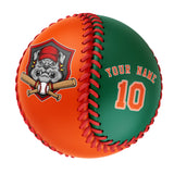 Personalized Orange Kelly Green Half Leather Orange Authentic Baseballs