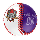 Personalized White Purple Half Leather Purple Authentic Baseballs