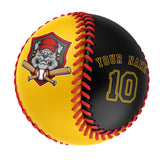 Personalized Gold Black Split Half Leather Black  Authentic Baseballs