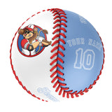 Personalized White Blue Half Leather Blue Authentic Baseballs