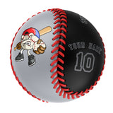 Personalized Gray Black Green Half Leather Black Authentic Baseballs
