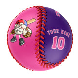 Personalized Pink Purple Green Half Leather Pink Authentic Baseballs