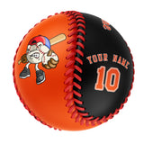 Personalized Orange Black Half Leather Orange Authentic Baseballs