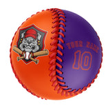 Personalized Orange Purple Half Leather Purple Authentic Baseballs