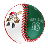 Personalized White Kelly Green Half Leather Kelly Green Authentic Baseballs