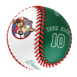 Personalized White Kelly Green Half Leather Kelly Green Authentic Baseballs