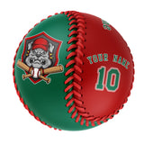 Personalized Kelly Green Red Half Leather Kelly Green Authentic Baseballs