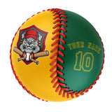 Personalized Gold Kelly Green Half Leather Kelly Green Authentic Baseballs
