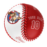 Personalized White Red Half Leather Red Authentic Baseballs