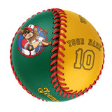 Personalized Kelly Green Gold Half Leather Gold Authentic Baseballs