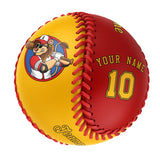 Personalized Gold Red Half Leather Gold Authentic Baseballs