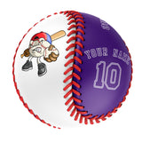 Personalized White Purple Half Leather Purple Authentic Baseballs