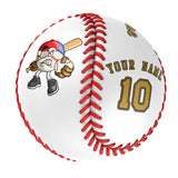 Personalized White Leather Old Gold Authentic Baseballs