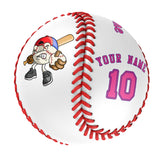 Personalized White Leather Pink Authentic Baseballs