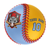 Personalized Blue Gold Half Leather Blue Authentic Baseballs