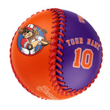 Personalized Orange Purple Half Leather Orange Authentic Baseballs