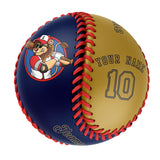 Personalized Navy Old Gold Half Leather Old Gold Authentic Baseballs