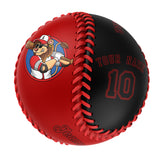 Personalized Red Black Half Leather Black Authentic Baseballs