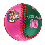 Personalized Pink Kelly Green Half Leather Pink Authentic Baseballs