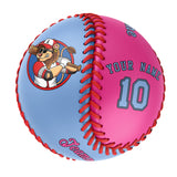 Personalized Blue Pink Half Leather Blue Authentic Baseballs