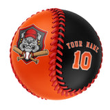 Personalized Orange Black Half Leather Orange Authentic Baseballs