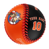 Personalized Orange Black Half Leather Orange Authentic Baseballs