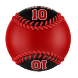 Personalized Red Black Split Half Leather Red Authentic Baseballs