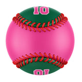 Personalized Pink Kelly Green Half Leather Pink Authentic Baseballs