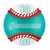 Personalized Aqua White Half Leather White Authentic Baseballs