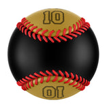 Personalized Black Old Gold Split Half Leather Old Gold Authentic Baseballs
