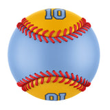 Personalized Blue Gold Half Leather Blue Authentic Baseballs