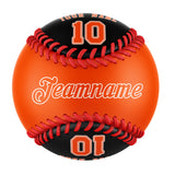 Personalized Orange Black Half Leather Orange Authentic Baseballs