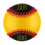 Personalized Gold Black Split Half Leather Black  Authentic Baseballs