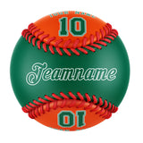 Personalized Kelly Green Orange Half Leather Orange Authentic Baseballs