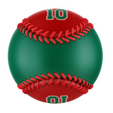 Personalized Kelly Green Red Half Leather Kelly Green Authentic Baseballs
