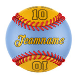 Personalized Blue Gold Half Leather Gold Authentic Baseballs
