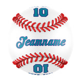 Personalized White Leather Aqua Authentic Baseballs