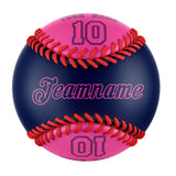 Personalized Navy Pink Half Leather Pink Authentic Baseballs